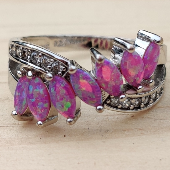 Vintage Jewelry - Vintage heavy sterling punk opal ring